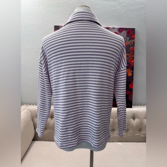 SARA CAMPELL butter soft light weight purple striped sweater M - Picture 4 of 6